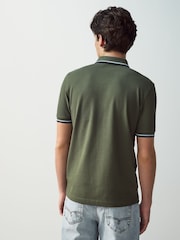 Groen - Fred Perry polo met tweekleurig gestreept randje - Image 2 of 7