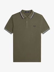 Groen - Fred Perry polo met tweekleurig gestreept randje - Image 5 of 7