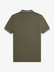 Groen - Fred Perry polo met tweekleurig gestreept randje - Image 6 of 7