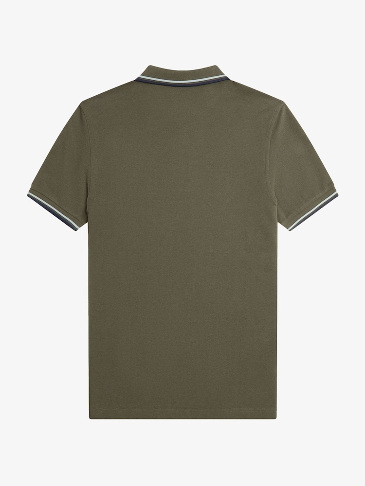 Groen - Fred Perry polo met tweekleurig gestreept randje - Image 6 of 7