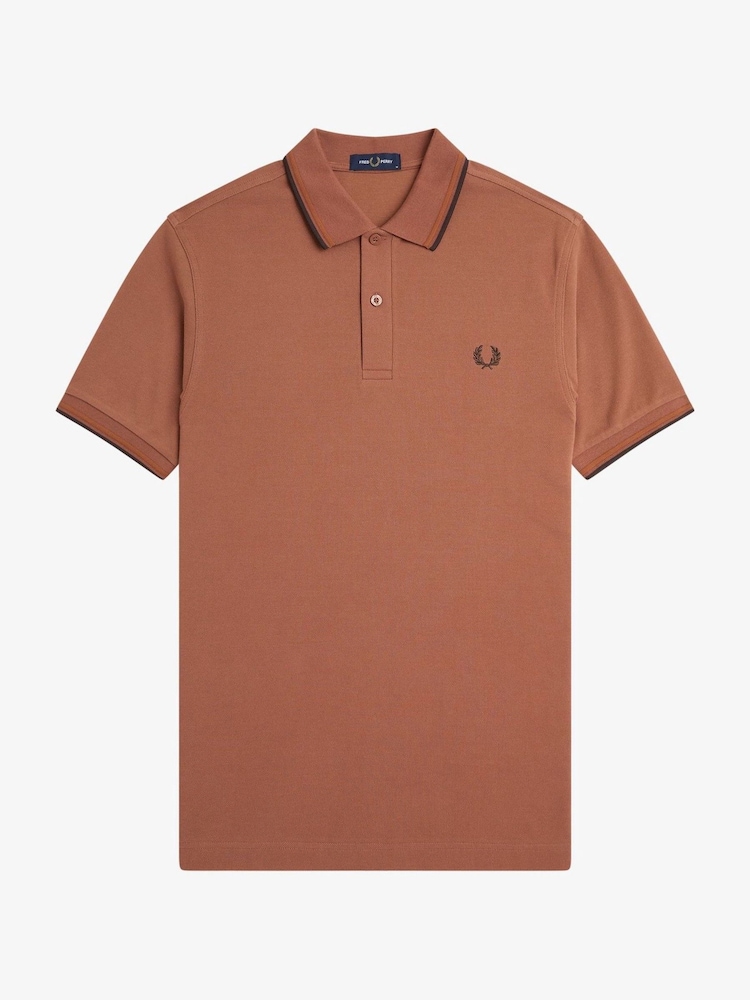Kaneel - Fred Perry polo met tweekleurig gestreept randje - Image 6 of 8