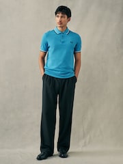 Blauw - Fred Perry polo met tweekleurig gestreept randje - Image 3 of 8