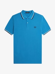 Blauw - Fred Perry polo met tweekleurig gestreept randje - Image 6 of 8