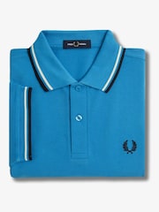 Blauw - Fred Perry polo met tweekleurig gestreept randje - Image 8 of 8