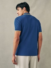 Kobaltblauw - Fred Perry polo met tweekleurig gestreept randje - Image 3 of 7
