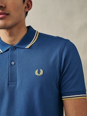 Kobaltblauw - Fred Perry polo met tweekleurig gestreept randje - Image 4 of 7
