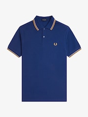 Kobaltblauw - Fred Perry polo met tweekleurig gestreept randje - Image 5 of 7