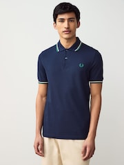 أزرق نيلي - قميص بولو بحافة مزدوجة من Fred Perry  - صورة 2 من 7