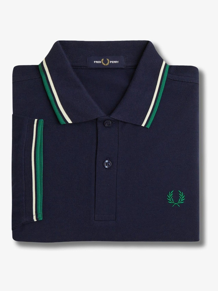 أزرق نيلي - قميص بولو بحافة مزدوجة من Fred Perry  - صورة 7 من 7