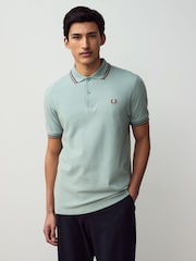 Небесно-голубой - Рубашка поло с контрастной отделкой Fred Perry - Image 1 of 7