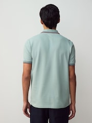 Небесно-голубой - Рубашка поло с контрастной отделкой Fred Perry - Image 3 of 7