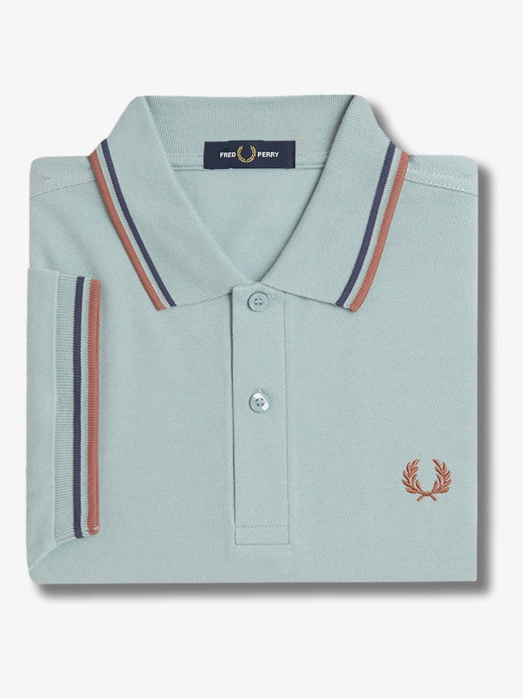 Небесно-голубой - Рубашка поло с контрастной отделкой Fred Perry - Image 7 of 7