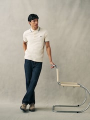 أبيض بيج فاتح - قميص بولو بحافة مزدوجة من Fred Perry  - صورة 3 من 8