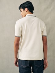 أبيض بيج فاتح - قميص بولو بحافة مزدوجة من Fred Perry  - صورة 4 من 8