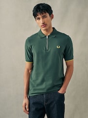 Fred Perry Crepe Pique Zip Neck Polo Shirt - Image 1 of 6