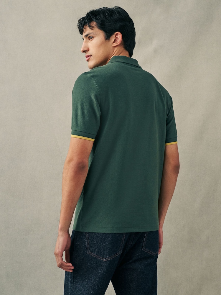 Fred Perry Crepe Pique Zip Neck Polo Shirt - Image 2 of 6