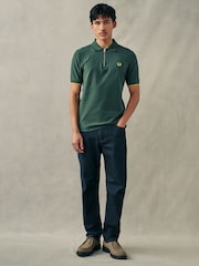 Fred Perry Crepe Pique Zip Neck Polo Shirt - Image 3 of 6