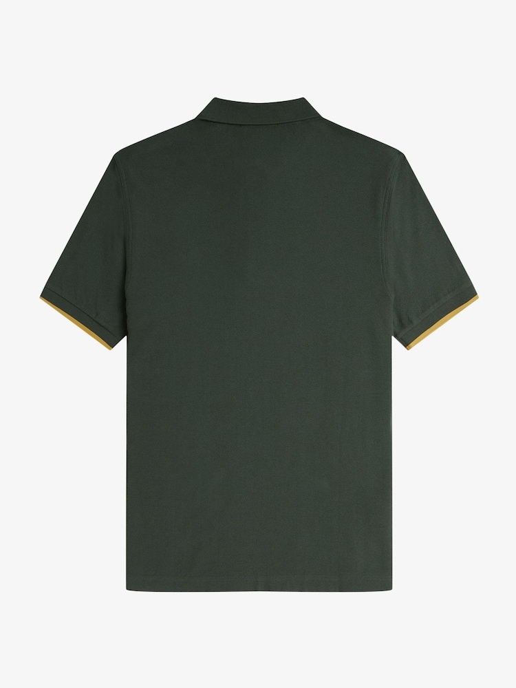 Fred Perry Crepe Pique Zip Neck Polo Shirt - Image 6 of 6
