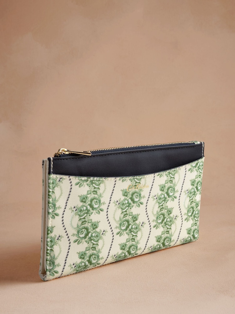 Cath Kidston Green Rose Pearl Travel Wallet Bag - Image 1 of 4