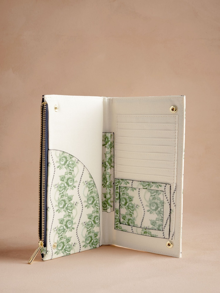 Cath Kidston Green Rose Pearl Travel Wallet Bag - Image 2 of 4