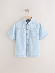 Denim Lightwash Linen Short Sleeves Shirt - Image 1 of 1