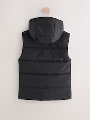 Black Sleeveless Gilet Hooded Jacket - Image 2 of 4