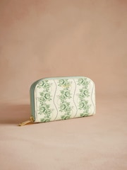 Cath Kidston Green Rose Pearl Large Curve Zip Purse - Image 1 of 3