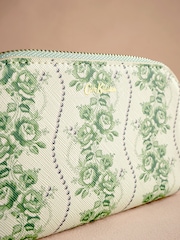 Cath Kidston Green Rose Pearl Large Curve Zip Purse - Image 3 of 3