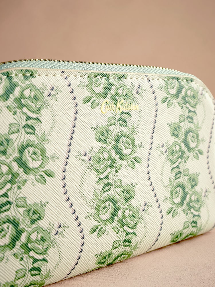 Cath Kidston Green Rose Pearl Large Curve Zip Purse - Image 3 of 3