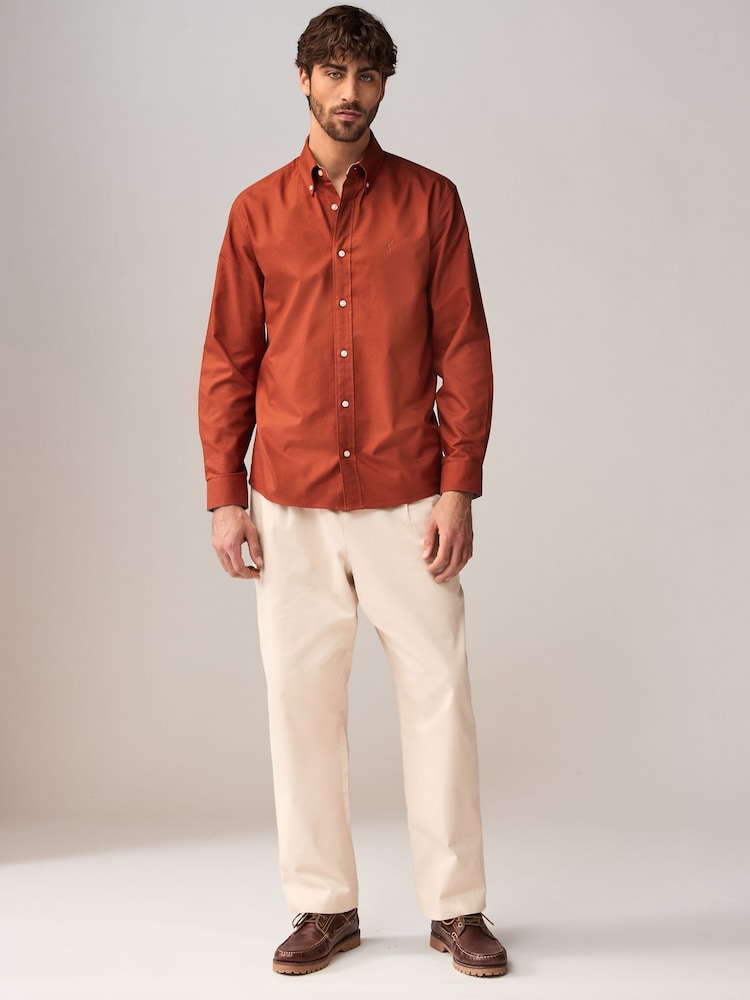 Red Slim Fit Long Sleeve Oxford Shirt - Image 2 of 11