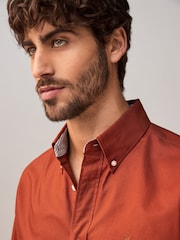 Red Slim Fit Long Sleeve Oxford Shirt - Image 5 of 11
