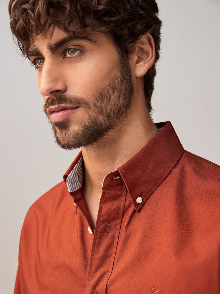 Rood - Slim Fit - Oxford-hemd met lange mouwen - Image 5 of 11