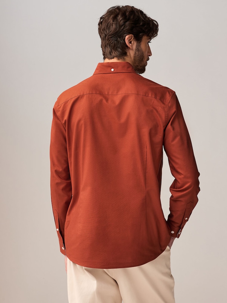 Rood - Slim Fit - Oxford-hemd met lange mouwen - Image 7 of 11