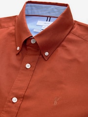 Red Slim Fit Long Sleeve Oxford Shirt - Image 9 of 11