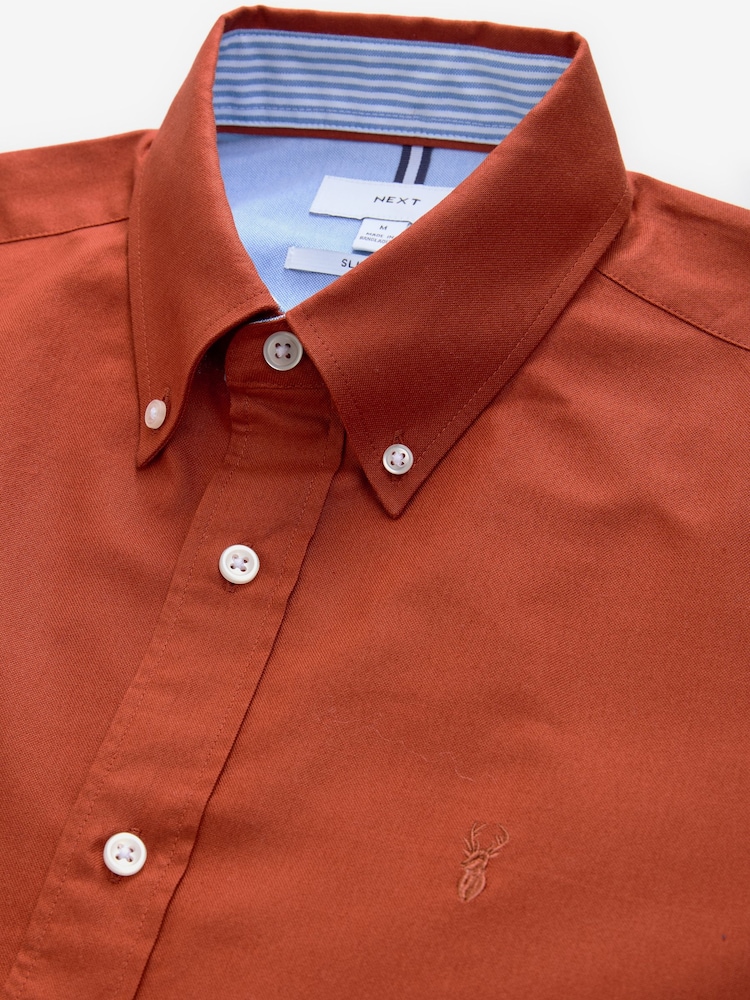Rood - Slim Fit - Oxford-hemd met lange mouwen - Image 9 of 11