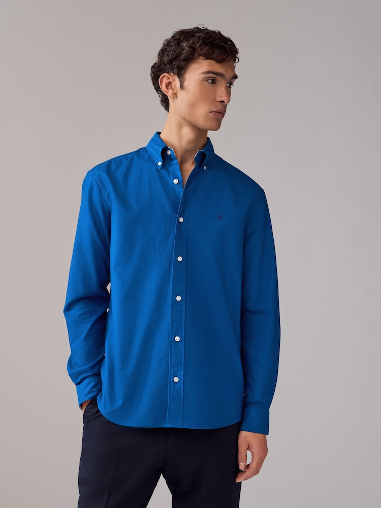 Cobalt Blue Slim Fit Long Sleeve Oxford Shirt - Image 1 of 8
