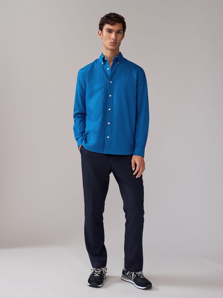 Cobalt Blue Slim Fit Long Sleeve Oxford Shirt - Image 2 of 8
