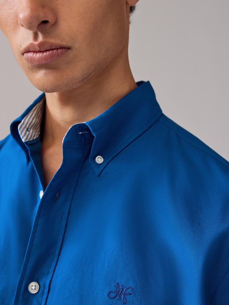 Kobaltblauw - Slim Fit - Oxford-hemd met lange mouwen - Image 4 of 8