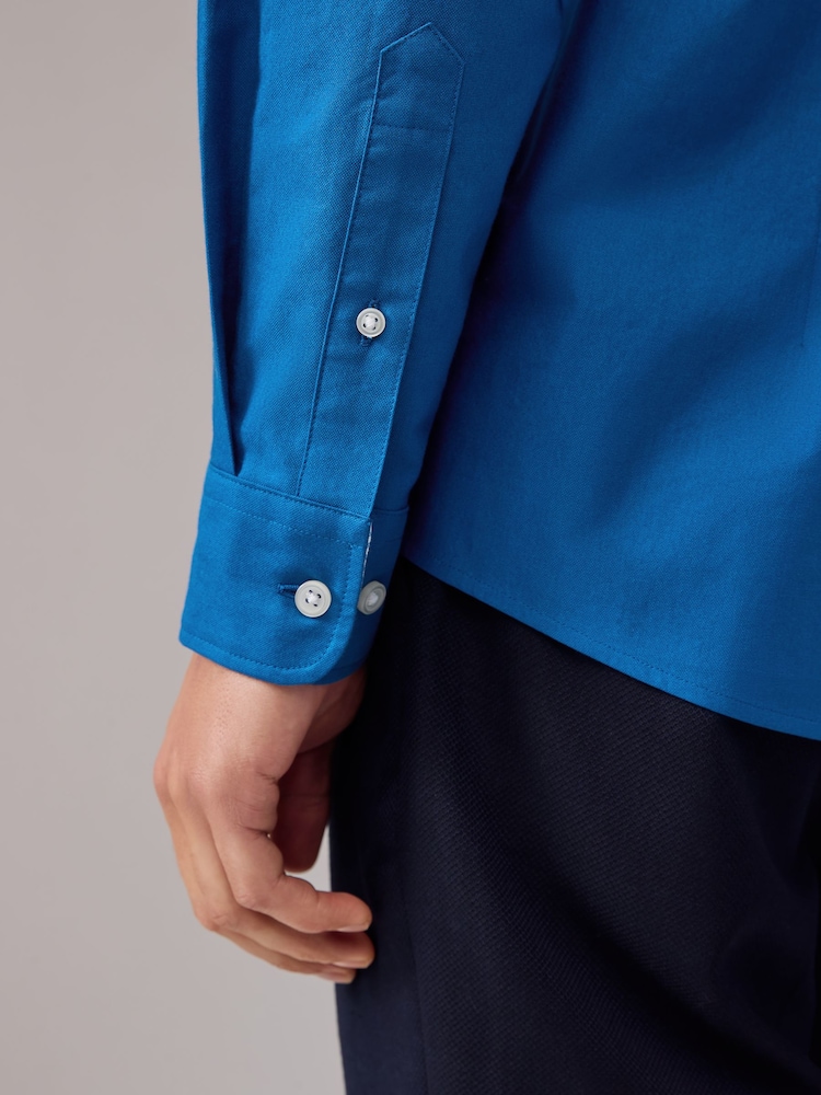 Kobaltblauw - Slim Fit - Oxford-hemd met lange mouwen - Image 5 of 8