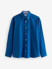 Cobalt Blue Slim Fit Long Sleeve Oxford Shirt - Image 6 of 8