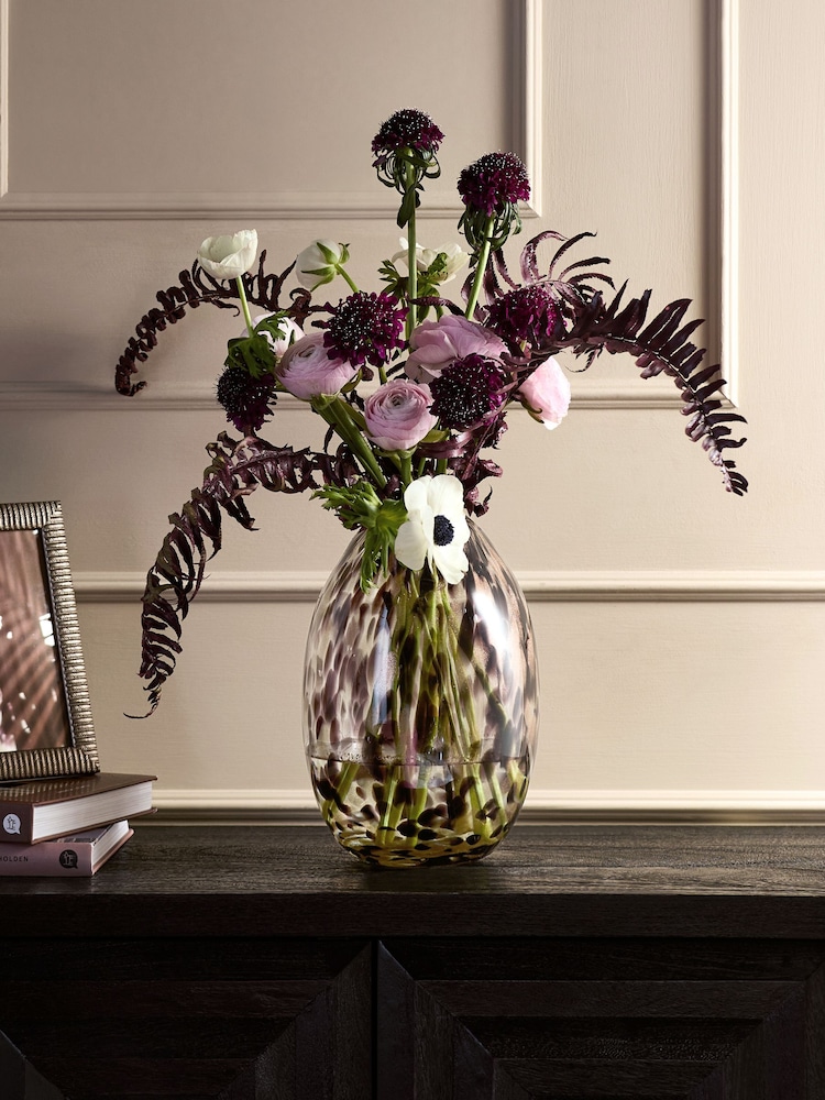 Black/Gold Medium Glass Confetti Vase - Image 1 of 3