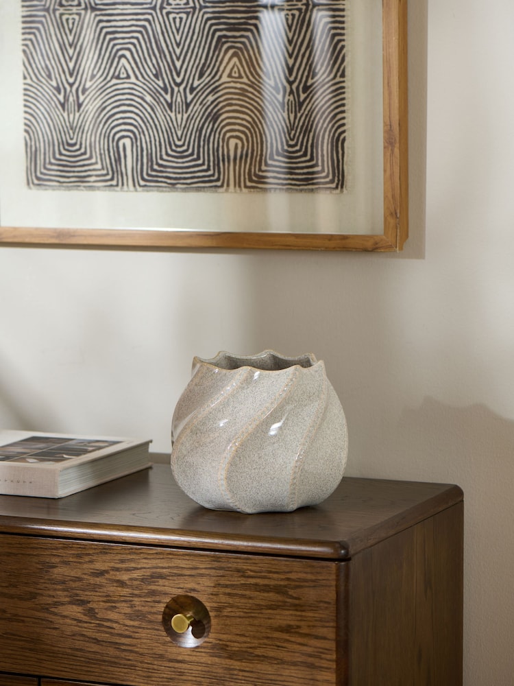 Natural Ceramic Wave Planter - Image 2 of 5
