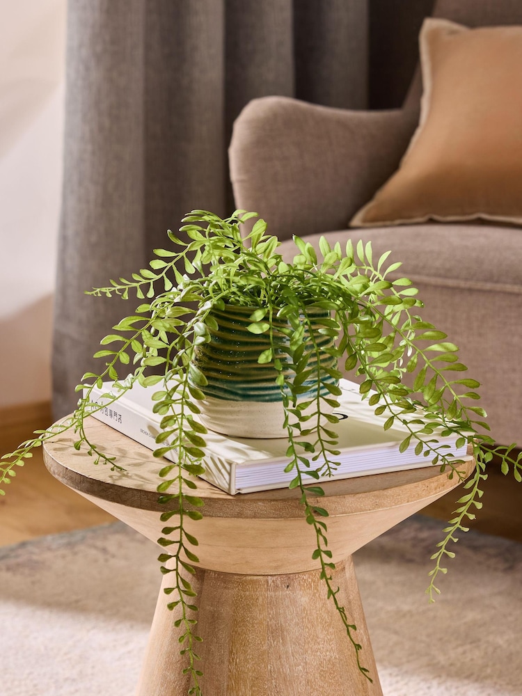 Green Artificial Trailing Plant In Reactive Ceramic Pot - Image 1 of 4