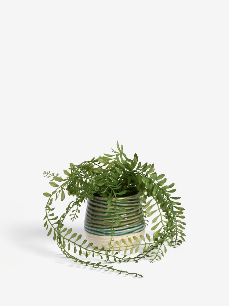 Green Artificial Trailing Plant In Reactive Ceramic Pot - Image 4 of 4