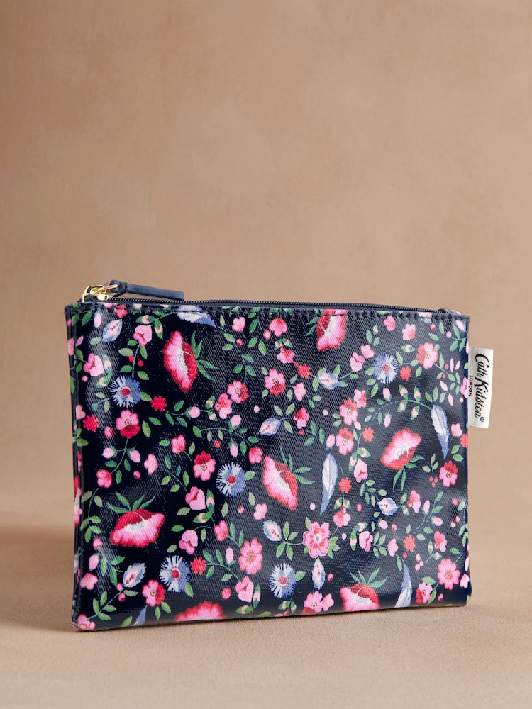 Marineblau/Feder/Blumen - Cath Kidston – Geldbörse mit Reißverschluss aus 100 % Baumwolle - Image 1 of 3