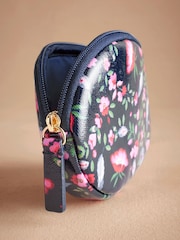 نقشة زهور وريش باللون الكحلي - محفظة مستديرة قطن 100% مزودة بجيب من Cath Kidston - صورة 3 من 3