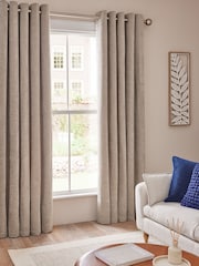 Chevron Chenille Eyelet Lined Curtains - Imagen 2 de 5