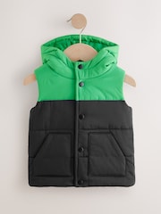 Green/Navy Sleeveless Colour Block Gilet Jacket - Image 1 of 3