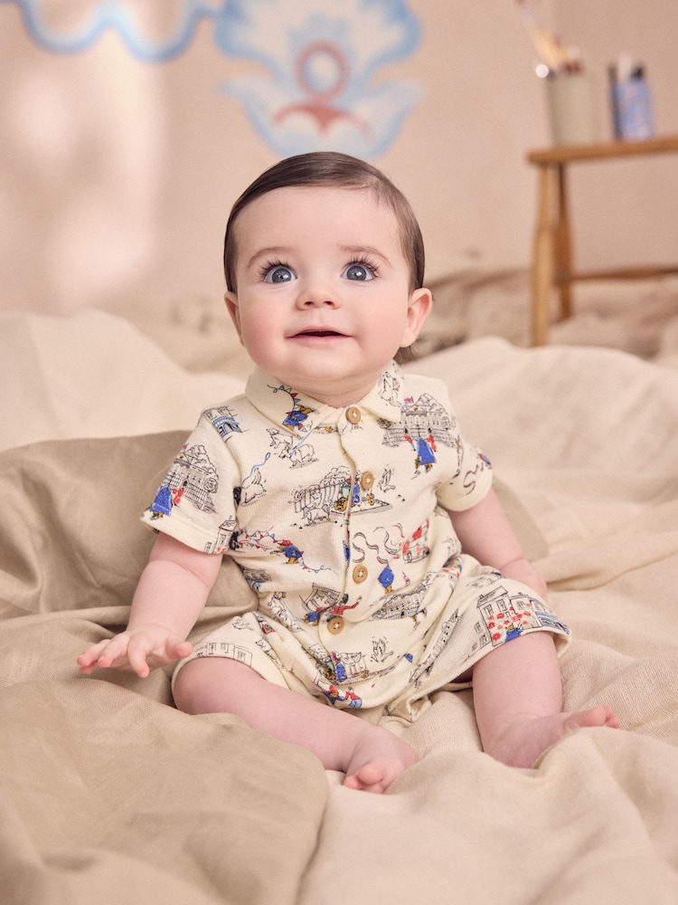 Paddington Bear Collared Baby 100% Cotton Cath Kidston Romper - Image 2 of 5