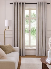 Light Natural Textured Bobble Eyelet Lined Curtains - Image 2 of 5